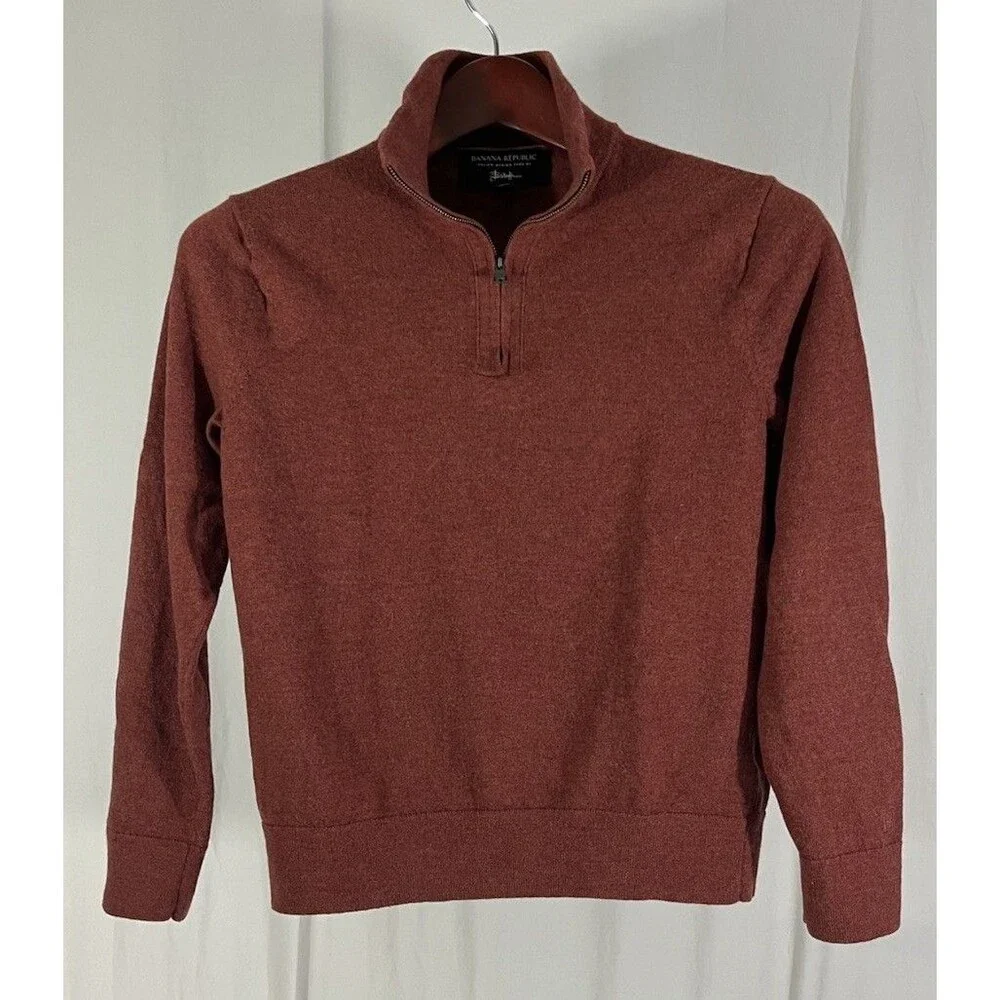 Banana Republic Merino Wool Sweater Men’s M Burnt Orange *See Photos